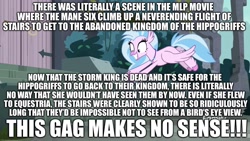 Size: 1920x1080 | Tagged: safe, derpibooru import, edit, edited screencap, screencap, silverstream, classical hippogriff, hippogriff, my little pony: the movie, school daze, image macro, meme, op is a cuck, overanalyzing, overreaction, text, that hippogriff sure does love stairs