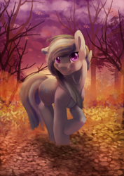 Size: 1414x2000 | Tagged: safe, artist:discorded, artist:jessi_lionheart, derpibooru import, marble pie, earth pony, pony, collaboration, female, forest, mare, smiling, solo