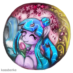 Size: 425x425 | Tagged: safe, artist:kassberke, derpibooru import, oc, oc only, oc:blueshine falls, original species, pond pony, ear fluff, female, mare, redraw, request, solo, waterfall