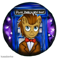 Size: 425x425 | Tagged: safe, artist:kassberke, derpibooru import, doctor whooves, bowtie, doctor who, ear fluff, solo, space, stars, tardis