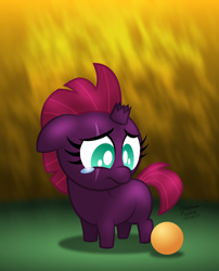 Size: 1600x1981 | Tagged: safe, artist:aleximusprime, derpibooru import, fizzlepop berrytwist, tempest shadow, pony, unicorn, my little pony: the movie, ball, broken horn, female, filly, lonely, sad, solo