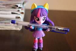 Size: 6000x4000 | Tagged: safe, artist:artofmagicpoland, derpibooru import, twilight sparkle, twilight sparkle (alicorn), alicorn, equestria girls, doll, equestria girls minis, holding, pen, toy