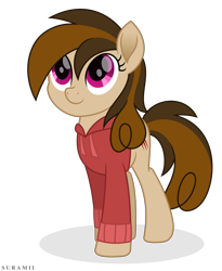 Size: 4917x6000 | Tagged: safe, artist:suramii, derpibooru import, oc, oc only, oc:cupcake slash, earth pony, pony, absurd resolution, clothes, cute, female, mare, movie accurate, ocbetes, simple background, solo, sweater, transparent background, wubcake