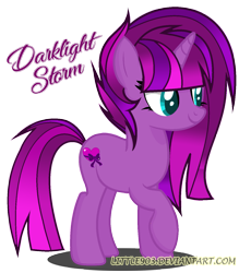 Size: 1301x1484 | Tagged: safe, artist:little903, derpibooru import, oc, oc:darklight storm, pony, unicorn, female, magical lesbian spawn, mare, offspring, parent:tempest shadow, parent:twilight sparkle, parents:tempestlight, simple background, solo, transparent background