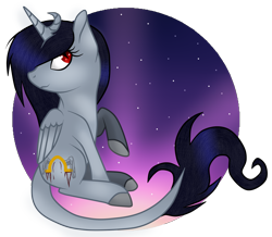 Size: 2580x2252 | Tagged: safe, artist:bluemoonbluepony, derpibooru import, oc, oc only, alicorn, pony, augmented horn, female, high res, mare, night, simple background, sitting, solo, transparent background