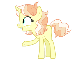 Size: 800x616 | Tagged: safe, artist:guzzlord, derpibooru import, oc, oc only, oc:daffodil, pony, unicorn, crack ship offspring, female, filly, next generation, offspring, parent:hayseed turnip truck, parent:lily lace, raised hoof, simple background, solo, transparent background