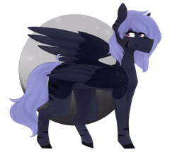 Size: 900x778 | Tagged: safe, artist:riressa, derpibooru import, oc, oc:esther skies, pegasus, pony, female, mare, moon, simple background, solo, transparent background