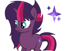 Size: 1600x1080 | Tagged: safe, artist:thesmall-artist, derpibooru import, oc, oc:galaxy sparkle, pony, female, magical lesbian spawn, mare, offspring, parent:tempest shadow, parent:twilight sparkle, simple background, solo, transparent background