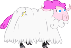 Size: 512x348 | Tagged: safe, artist:vitalspark, derpibooru import, oc, oc only, oc:sleepy panda, sheep, pink hair, pink tail, recolor, simple background, solo, species swap, transparent background