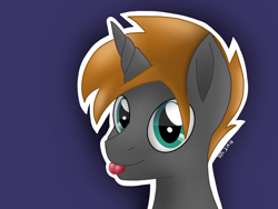 Size: 4096x3072 | Tagged: safe, artist:deejayarts, derpibooru import, oc, oc only, oc:crusader, unicorn, :p, cute, male, silly, simple background, solo, tongue out