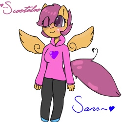 Size: 1000x1000 | Tagged: safe, artist:sakuri-sama, derpibooru import, scootaloo, oc, oc only, oc:ponytale scootaloo, anthro, comic:ponytale, solo