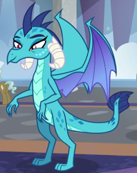 Size: 442x558 | Tagged: safe, derpibooru import, screencap, princess ember, dragon, pony, school daze, amused, background pony, cropped, dragoness, female, smiling, solo focus