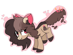 Size: 4000x3000 | Tagged: safe, artist:chococakebabe, derpibooru import, oc, oc only, oc:choco cake delight, earth pony, pony, augmented tail, bow, female, hair bow, high res, mare, scrunchy face, simple background, solo, transparent background