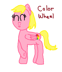 Size: 425x497 | Tagged: safe, artist:nightshadowmlp, derpibooru import, oc, oc:color wheel, pegasus, pony, happy, text