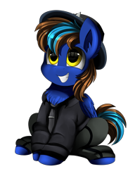 Size: 2550x3509 | Tagged: safe, artist:pridark, derpibooru import, oc, oc only, pegasus, pony, clothes, commission, grin, hat, male, simple background, smiling, solo, stallion, transparent background