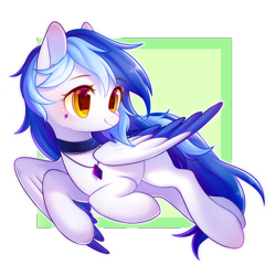 Size: 1500x1500 | Tagged: safe, artist:leafywind, derpibooru import, oc, oc only, pegasus, pony, collar, colored wings, colored wingtips, female, jewelry, looking back, mare, necklace, simple background, solo, starry eyes, transparent background, wingding eyes