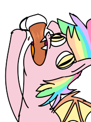 Size: 3036x4048 | Tagged: safe, artist:hawkfire, derpibooru import, oc, oc:paper stars, bat pony, absurd resolution, bat pony oc, cute, cute little fangs, drink, ear fluff, fangs, food, rainbow hair, shitposting, simple background, tea, transparent background