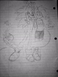 Size: 2448x3264 | Tagged: safe, artist:dansonic15, derpibooru import, rainbow dash, anthro, amy rose, crossover, lined paper, sonic the hedgehog, sonic the hedgehog (series), sonicified, traditional art