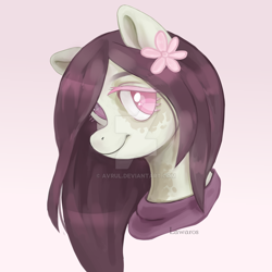 Size: 1024x1024 | Tagged: safe, artist:avrul, derpibooru import, oc, oc only, pony, female, flower, flower in hair, mare, solo, watermark