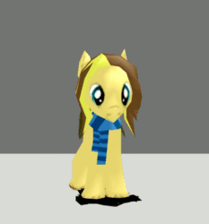 Size: 444x477 | Tagged: safe, artist:fillerartist, derpibooru import, oc, oc only, oc:stormchaser, 3d, animated, birthday gift art, blender, clothes, low poly, rotation, scarf, solo, style emulation