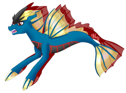 Size: 2391x1756 | Tagged: safe, artist:spokenmind93, derpibooru import, oc, pony, seapony (g4), undead, vampire, vampony, gyarados, open mouth, pokémon, ponified, ponikemon, ponymon, seaponified, shadow, signature, simple background, solo, species swap, transparent background