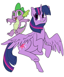 Size: 1750x2100 | Tagged: safe, artist:theluckyblackcatlbc, derpibooru import, spike, twilight sparkle, twilight sparkle (alicorn), alicorn, dragon, pony, cute, female, male, mare, simple background, smiling, spread wings, transparent background, twiabetes, wings