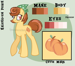 Size: 1012x896 | Tagged: safe, artist:ipandacakes, derpibooru import, oc, oc only, oc:halehaven peach, earth pony, pony, female, mare, reference sheet, solo, watermark