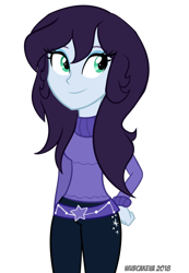 Size: 900x1300 | Tagged: safe, artist:wubcakeva, derpibooru import, oc, oc:estelle, equestria girls, clothes, equestria girls-ified, female, pants, simple background, smiling, solo, transparent background