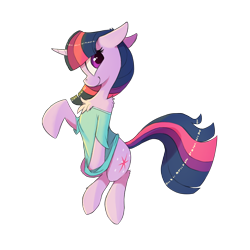 Size: 3000x3000 | Tagged: safe, artist:vistamage, derpibooru import, twilight sparkle, unicorn twilight, pony, unicorn, chest fluff, clothes, female, mare, shirt, simple background, smiling, solo, transparent background