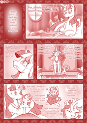 Size: 800x1131 | Tagged: safe, artist:vavacung, derpibooru import, twilight sparkle, twilight sparkle (alicorn), oc, oc:alternate dawn, alicorn, unicorn, comic:crazy alternate future 3: science and magic, blushing, comic, crying, female, male, nudity, pregnant, rule 63