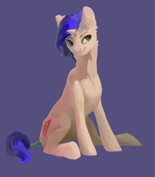 Size: 1280x1452 | Tagged: safe, artist:yanisfucker, derpibooru import, oc, oc only, pony, unicorn, blue hair, cutie mark, male, simple background, smiling, solo, stallion, tail wrap