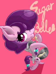 Size: 2309x3059 | Tagged: safe, artist:馬文, derpibooru import, sugar belle, earth pony, pony, batter, female, food, looking at you, looking back, looking back at you, mare, solo, tongue out