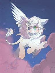 Size: 730x960 | Tagged: safe, artist:little strange, derpibooru import, oc, oc:prism, alicorn, alicorn oc, flying, leonine tail, solo