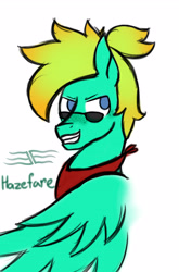 Size: 2693x4092 | Tagged: safe, artist:dyonys, derpibooru import, oc, oc only, oc:hazefare, pegasus, pony, clothes, freckles, male, scarf, sketch, stallion, sunglasses