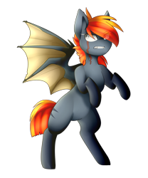 Size: 1664x2000 | Tagged: safe, artist:despotshy, derpibooru import, oc, oc only, oc:zorah, bat pony, pony, amputee, bat pony oc, digital art, eye scar, male, missing limb, rearing, scar, simple background, solo, stallion, transparent background