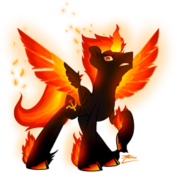 Size: 869x855 | Tagged: safe, artist:atomic8497, derpibooru import, oc, oc:trotsky, alicorn, pony, fire pony, male, simple background, solo, stallion, transparent background