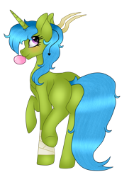 Size: 1392x1840 | Tagged: safe, artist:cindydreamlight, derpibooru import, oc, oc:rall, pony, unicorn, female, food, gum, horns, mare, simple background, solo, transparent background