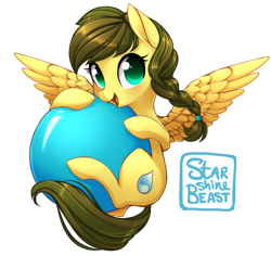 Size: 900x848 | Tagged: safe, artist:starshinebeast, derpibooru import, oc, oc only, oc:nemsee, pegasus, pony, ball, cute, female, looking at you, mare, simple background, solo, transparent background