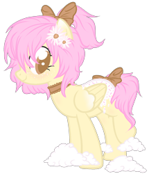 Size: 1200x1394 | Tagged: safe, artist:sugarplanets, derpibooru import, oc, oc:artline, pegasus, pony, bow, choker, cloud, female, flower, flower in hair, hair bow, mare, simple background, solo, tail bow, transparent background