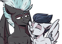 Size: 3500x2500 | Tagged: safe, artist:lrusu, derpibooru import, rumble, thunderlane, pegasus, semi-anthro, brothers, high res, male, simple background, transparent background