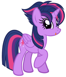 Size: 576x669 | Tagged: safe, artist:comfydove, derpibooru import, twilight sparkle, twilight sparkle (alicorn), alicorn, pony, :p, alternate hairstyle, cute, female, looking at you, mare, punklight sparkle, raised hoof, simple background, smiling, solo, standing, tongue out, transparent background, twiabetes