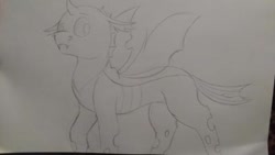 Size: 400x225 | Tagged: safe, artist:datrandomcat, derpibooru import, oc, oc only, oc:facade, changeling, changeling oc, commission, looking at you, sketch, traditional art