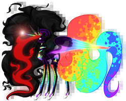 Size: 1600x1280 | Tagged: safe, artist:cybiline, derpibooru import, oc, oc only, oc:princess neon boom, alicorn, original species, alicorn oc, magic, neon pony, rainbow tail, simple background, solo, telekinesis, transparent background