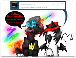 Size: 894x681 | Tagged: safe, artist:nekomellow, derpibooru import, oc, oc:prince neon bass, oc:tricky trick, alicorn, original species, alicorn oc, duo, neon pony