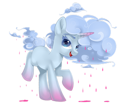 Size: 800x674 | Tagged: safe, artist:mlpdarksparx, derpibooru import, oc, oc:ruby rain, pony, unicorn, cloud, cloud mane, colored pupils, female, looking at you, mare, rain, raised hoof, raised leg, simple background, solo, transparent background