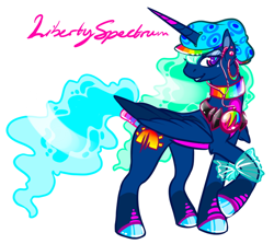 Size: 678x605 | Tagged: safe, artist:noth-chan, derpibooru import, oc, oc:liberty spectrum, alicorn, original species, alicorn oc, neon pony, solo