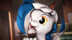 Size: 1920x1080 | Tagged: safe, artist:star-lightstarbright, derpibooru import, oc, oc:star seeker, hippogriff, 3d, cupcake, female, food, licking, solo, tongue out