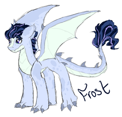 Size: 1438x1378 | Tagged: safe, artist:alawdulac, derpibooru import, oc, oc:frost, dracony, hybrid, interspecies offspring, offspring, parent:rarity, parent:spike, parents:sparity, solo