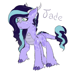 Size: 698x669 | Tagged: safe, artist:alawdulac, derpibooru import, oc, oc:jade amethyst, dracony, hybrid, interspecies offspring, offspring, parent:rarity, parent:spike, parents:sparity, solo