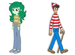 Size: 823x608 | Tagged: safe, derpibooru import, wallflower blush, better together, equestria girls, forgotten friendship, comparison, mind blown, similarities, waldo, where's wallflower